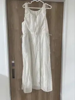 マタニティ　ナチュラルクチュール　袖ギャザーウエストドロストワンピース