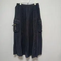 サイドポケット付きシワ加工スカート