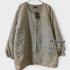 タグ付き／ 花柄ノーカラージャケット キルティング入りHappy Leaves