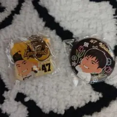 阪神タイガース ☆桐敷選手 優勝記念キーホルダーと缶バッジ セット