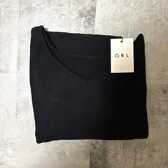 GRL 新品未使用 ショート丈 ドルマンニット ブラック Vネック フリー
