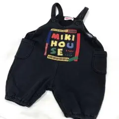 MİKİHOUSE ミキハウス オーバーオール ロゴ刺繍 ブラック 90 レトロ