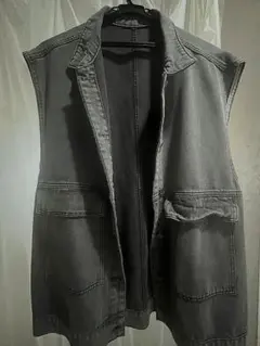 グレー デニム ノースリーブジャケット