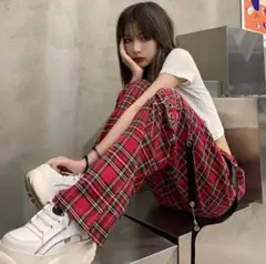 Decorative チェック柄ストレートパンツ