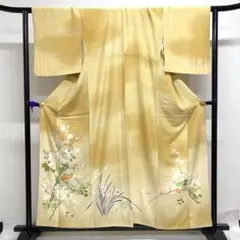 訪問着　刺繍　牡丹　梅　菖蒲　ぼかし染　グラデーション　紋無し　着物　022k