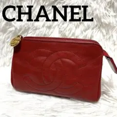 CHANEL ポーチ レザー ココマーク ゴールド金具 シリアルシールあり