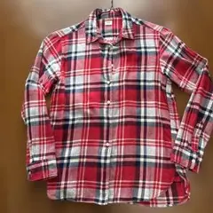 UNIQLO 長袖シャツ M レッド系チェック
