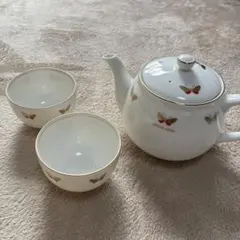 ハナエ モリ 蝶デザイン 急須と茶碗5個セット