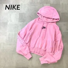 NIKE ショート丈 プルオーバー パーカー ピンク