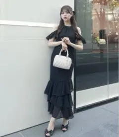 lalune ドッキングニットシフォンギャザーワンピース - メルカリ