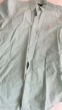 ラルフ・ローレン 半袖シャツ 緑と白ストライプ