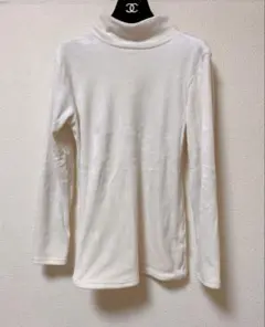 ホワイト タートルネック 長袖トップス L