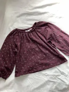 ZARA 花柄 長袖ブラウス ボルドー 4歳