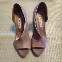 DIANA ブラウン スエード オープントゥハイヒール