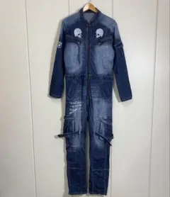 00s archive PPFM スカル刺繍 ボンテージ デニム ツナギ