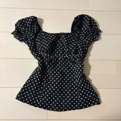 y2k 平成 グランジ ダークコア 姫系 水玉 トップス シフォン リボン