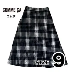 COMME CA コムサ コムサプラチナ チェック柄ロングスカート 9号