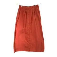 BROWNY 前ボタンロングスカート 赤茶 ブラウン 綿100％ Aライン（F）のサムネイル