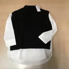 新品 ロペピクニック ニットベストドッキングブラウス 38 ブラック