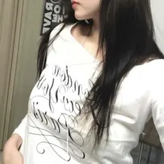 レタリングトップス 韓国 ブラック amood