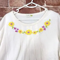 ニットプランナー KP 140センチ お花刺繍 長袖カットソー ロンT
