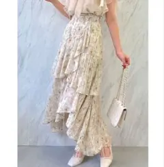 dazzlin ランダムティアードプリーツシフォンスカート オレンジのサムネイル