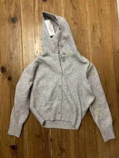 グレー ハイネック ニット ボタン セーター