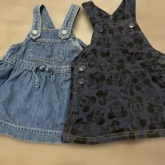 BABY GAP ミニーマウス総柄デニム風ジャンバースカート　ベビー　80 美品