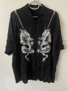 REFLEM レフレム ショルダージップ チャイナ シャツ ブラウス 黒紫 