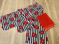 【着用一度のみ・帯新品】浴衣＆帯セット　サイズ110 和柄　ワンピース　ドレス