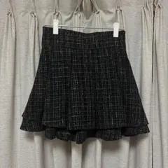 INGNI ツイードタックミニフレアスカート 黒 フリーサイズ