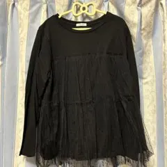 ブラック チュール付き長袖トップスのサムネイル