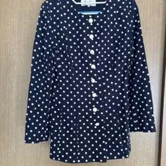 Yves Saint Laurent ドット柄ノーカラージャケット 36