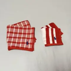 【新品未使用】RALPH LAUREN 赤 タオルハンカチ 2枚セット