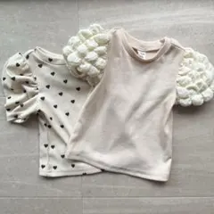 ベビー服　パフスリーブハートトップス　バブル半袖 ぽこぽこトップスのサムネイル