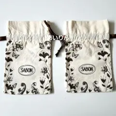 SABON サボン　巾着　コットン　アイボリー　ラッピング