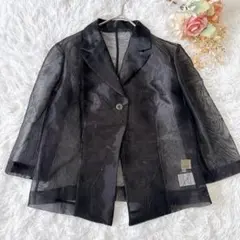 トラサルディ オーガンジージャケット 黒 ビーズ刺繍 M相当のサムネイル