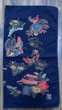 オキナワ紅型　花柄 大判　ハンカチ　バンダナ　50cm