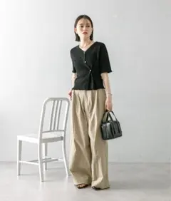 mystic 半袖レイヤードカーディガン　ニット　ブラック　mline