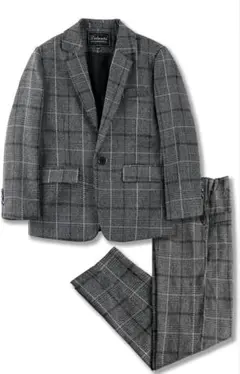 【美品】フォーマルスーツ140cm グレーチェック セットアップ 入学式卒業式