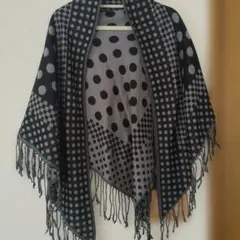 ドットとチェック柄のストール