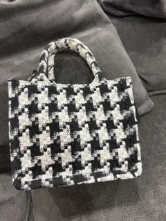 美品 H&M チェック柄 ハンドバッグ ショルダー付き