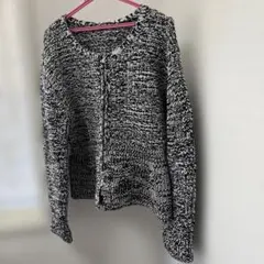 ニットジャケット ブラック・ホワイト フリーサイズ　mystic