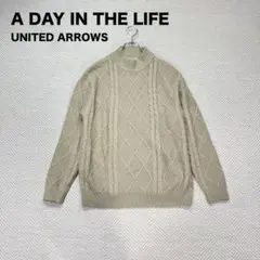 1 アデイインザライフ メンズ ケーブル編み ハイネック ニットセーター S