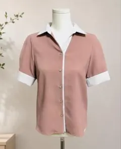 【TONAL】MULTIバイカラー半袖シャツ　M