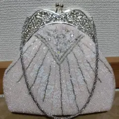 昭和レトロ アンティーク ビンテージ ビーズ総刺繍 ピンク 和装用バッグ