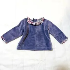 Petit Bateau パープル フリル付き長袖カットソー 67cm