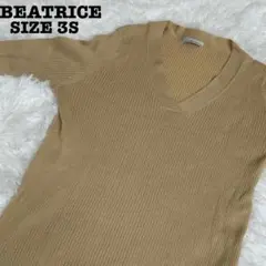 BEATRICE リブニット Vネック サイズ3S　ライトブラウン[30]