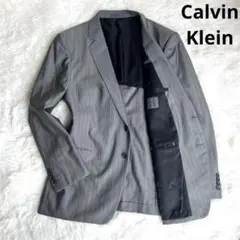 美品✨Calvin Klein テーラードジャケット グレー ストライプ 3Lのサムネイル