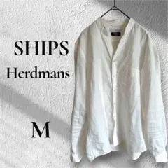 SHIPS Herdman's リネン バンドカラーシャツ ホワイト Mのサムネイル